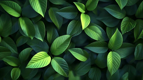 Overlapping green leaves form a dense, evenly lit surface