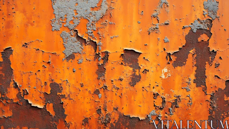 Weathered orange rusted metal texture with peeling paint detail.