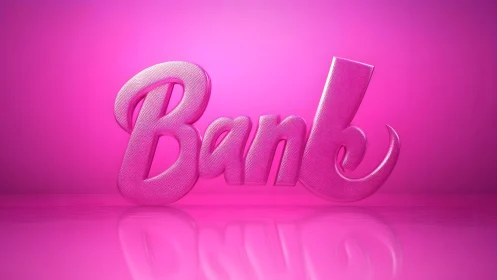 Bold 3D "Bank" Text in Glossy Pink with Modern Style.