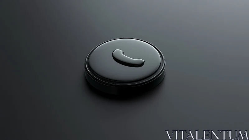 Minimalist Black Curved Button 3D Render Design.