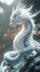 Silk-scaled forest dragon preening in silver morning hush.