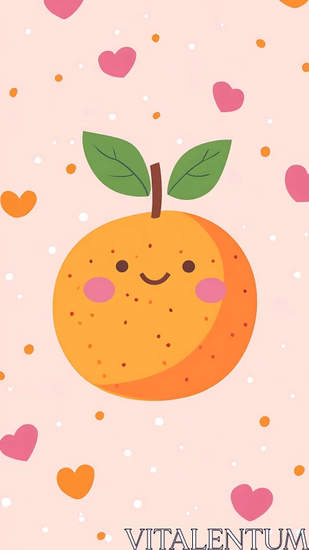Smiling orange cutie with hearts and happy pastel vibes.