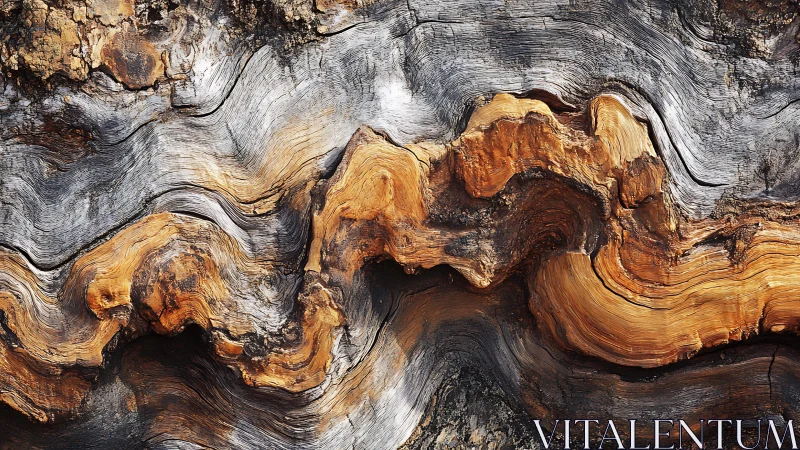 Weathered Wood Grain Close-Up in Natural Abstract Style.