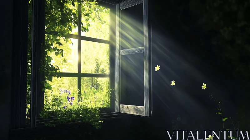 Morning light drifting through a garden-kissed open window.