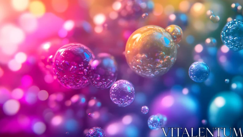 Vibrant floating bubbles in dreamy colorful abstract style.