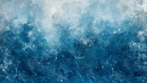 Abstract ocean-inspired blue textured painting in modern style.