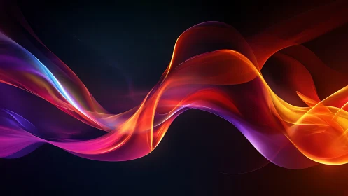 Luminous color waves flow across deep black background