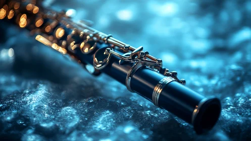 Clarinet dreams on ice kissed by soft blue evening light.