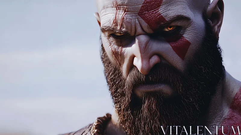 Battle-hardened warrior’s burning stare commands the frame