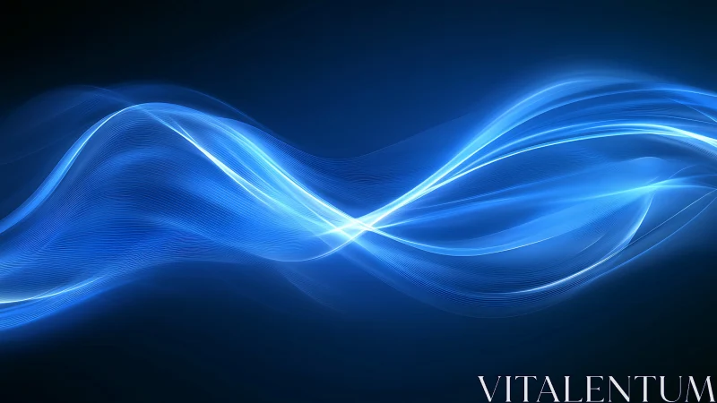 Flowing electric blue waveforms on deep night gradient.