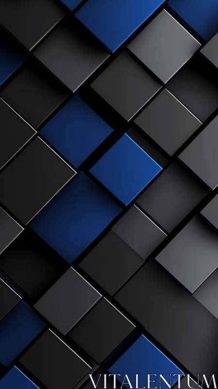 Angled black and cobalt blue extruded cubes with glossy shading