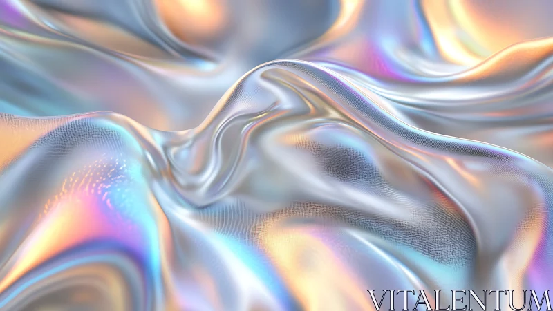 Iridescent metallic fabric folds with soft pastel highlights.