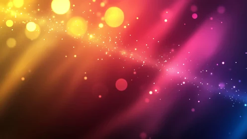 Prismatic stardust drifts across a glowing neon twilight veil