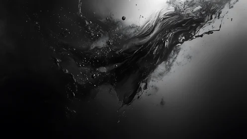 Liquid obsidian vortex in monochrome abstract motion study.