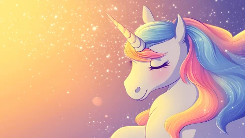 Softly lit pastel unicorn profile under radiant starfield glow