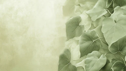 Soft green ivy foliage with textured gradient background.