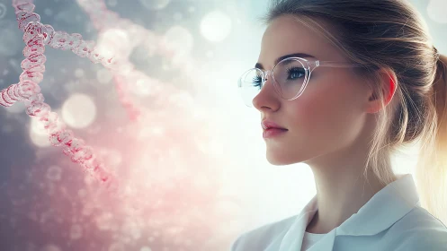 Gentle glow of genetic dreams with a focused young scientist.