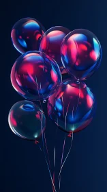 Neon Gradient Balloons Against Dark Sky.