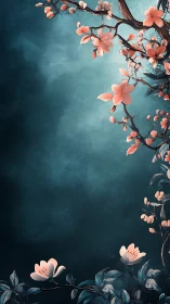 Coral Blossoms Against Teal Depths.