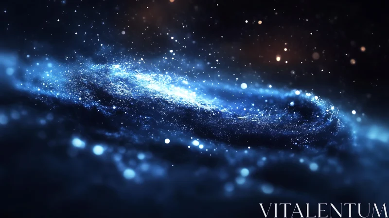 Spiral galaxy rendered in luminous blue star fields.