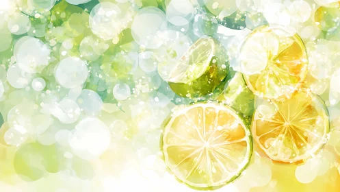 Citrus slices are rendered with layered translucent color