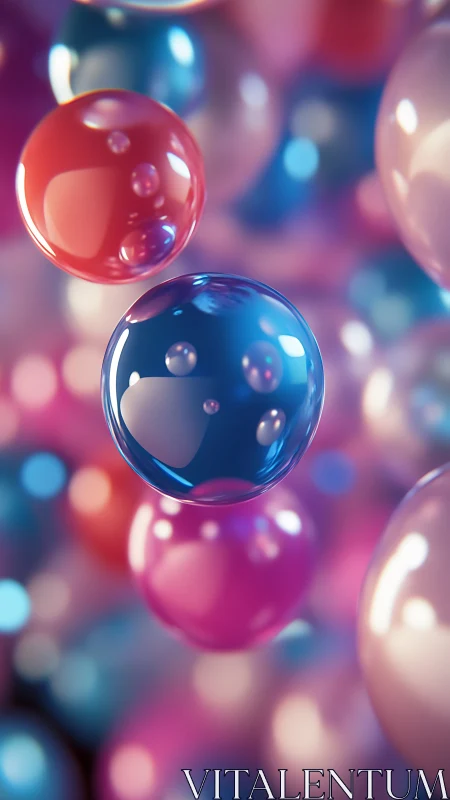 Colorful translucent spheres in soft out of focus field.