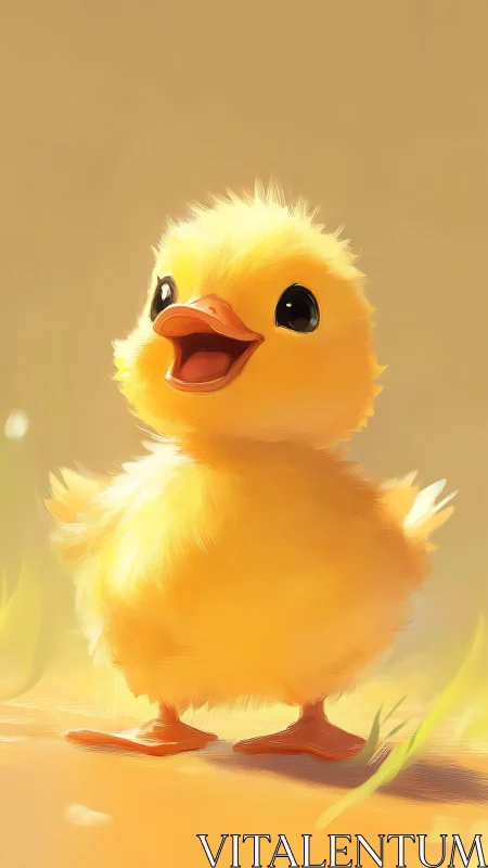 Cheerful Yellow Duckling Portrait.