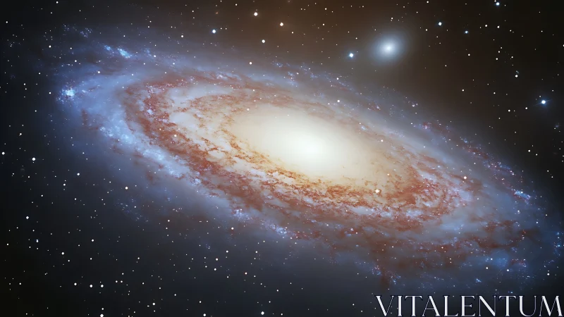 Spiraling starlit galaxy glows softly in the wide night sky