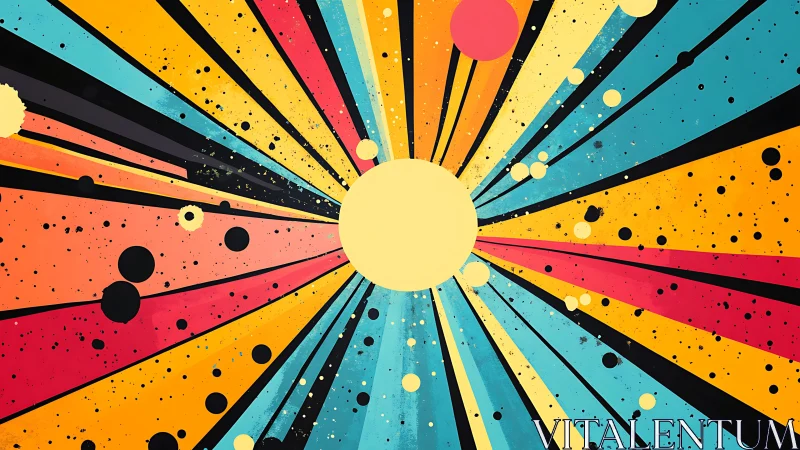 Radiant abstract sunburst explodes with retro cosmic energy