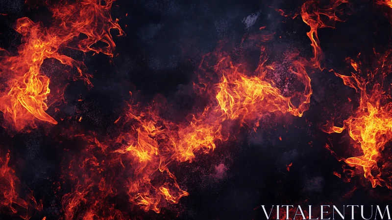 Intense Flames Against Dark Background.