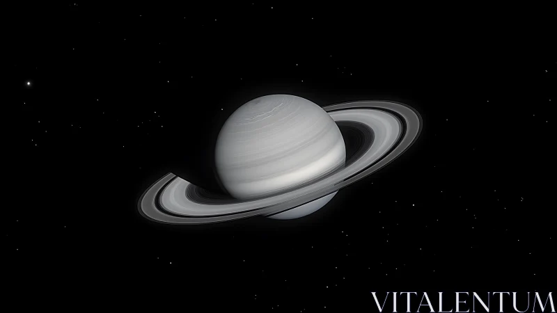 Ringed gas giant with multi-band rings in deep space