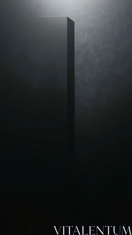 Minimalist monolith in atmospheric low-key digital rendering.