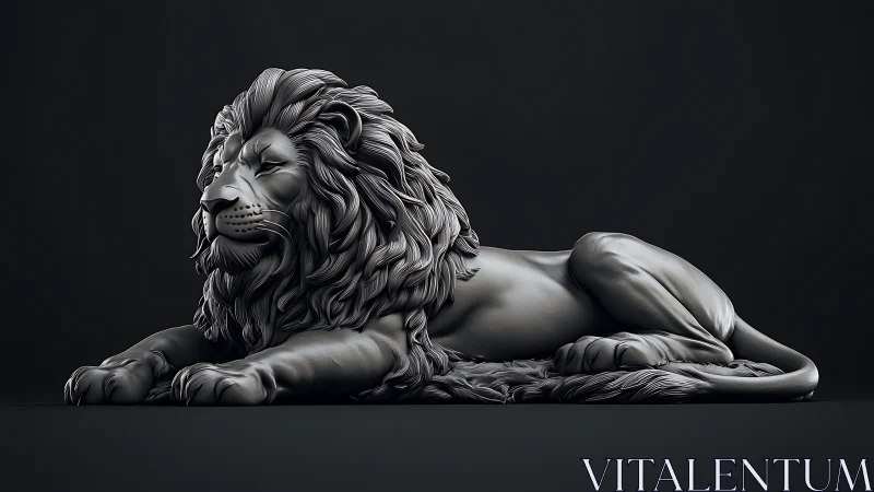 Quiet strength shines in this resting lion sculpture