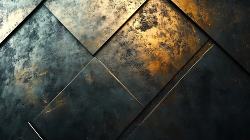 Textured metal panels with diagonal golden light accents.