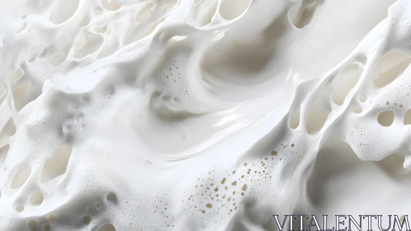 Abstract Foamy White Liquid Texture in Soft Organic Style.
