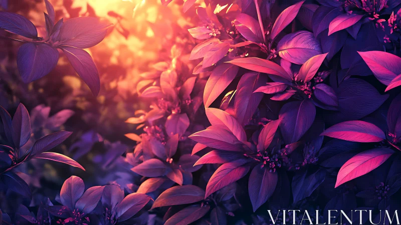 Vibrant Foliage Glowing in Warm Sunset Light.