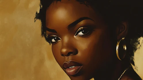 Golden light embraces a poised woman with soulful eyes