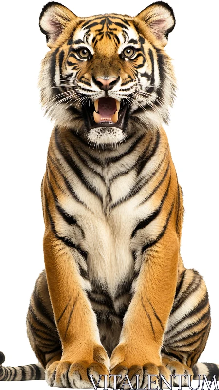 Expressive young tiger portrait with vivid striped coat.