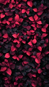 Digital foliage field with crimson leaf tessellation pattern.