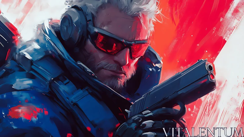 Crimson reflections sharpen a cyber soldier’s silent aim