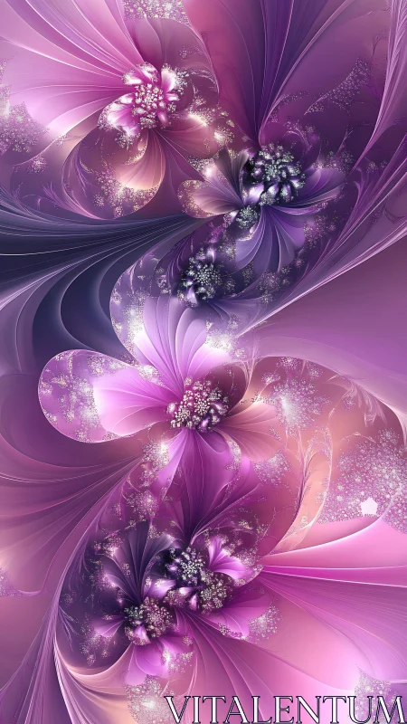 Iterated floral fractal vortices in iridescent magenta space.