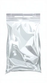 Transparent plastic zipper bag stands ready for clean storage