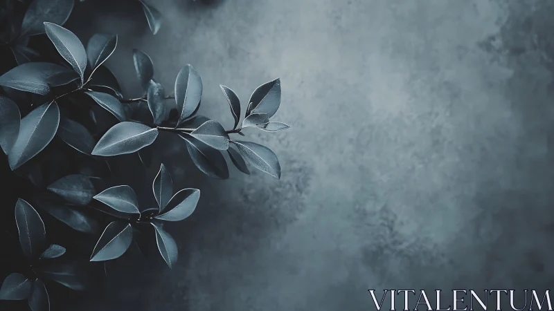 Monochrome foliage extends from left over textured surface