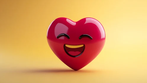 Happy Heart Character with Joyful Expression on Warm Background