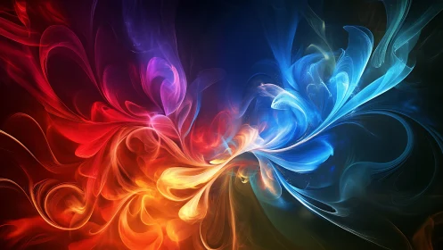 Chromatic energy vortex with interlaced fire and ice flows.