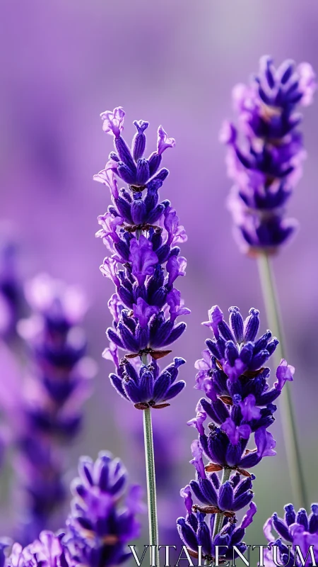 Purple Lavender Blooms in Close Detail Focus