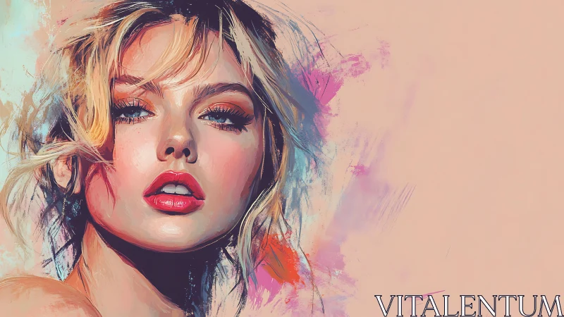 Brushstroke siren in neon pastels and windswept glamour.