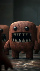 Textured 3D monster figurine with glossy eyes and stylized teeth