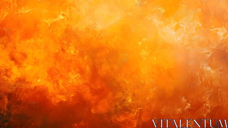 Vibrant fiery orange abstract painting with textured brush strokes.