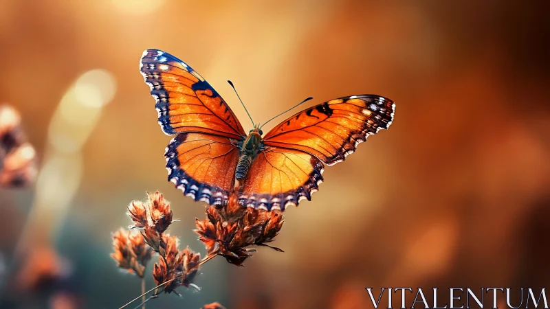 Sunlit monarch drifts like a tiny ember above autumn